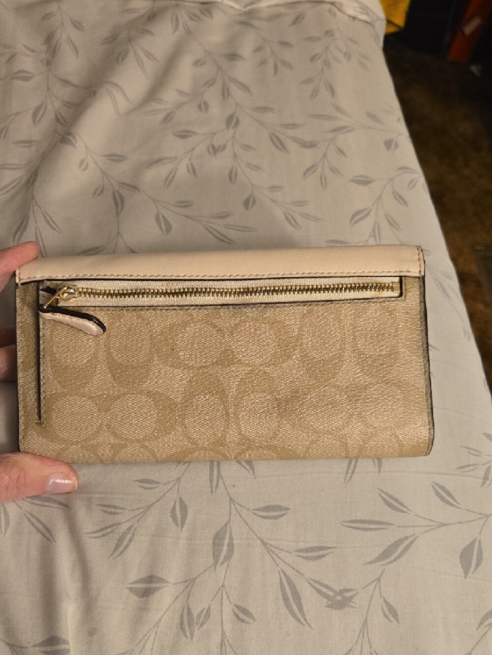 Coach Beige Two-Tone Signature Continental Wallet with Cream Flap - Picture 5 of 5